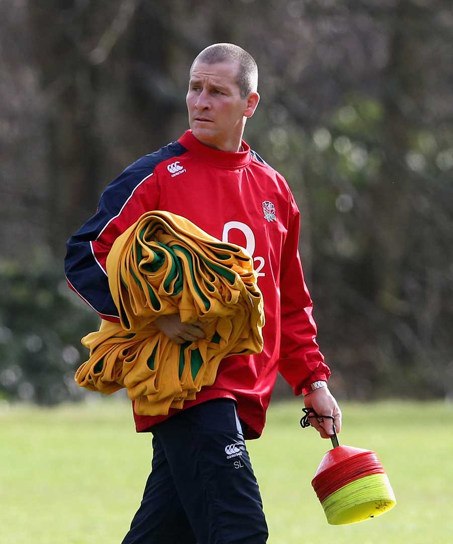 Stuart Lancaster looks on during England training