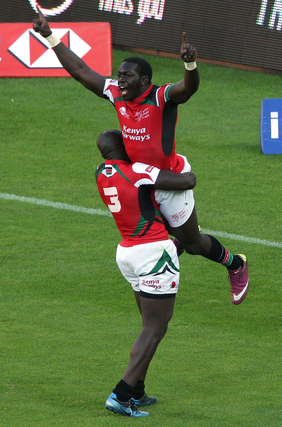 Kenya's Willy Ambaka delights in scoring against New Zealand