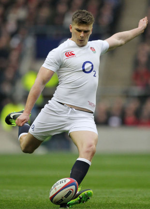 England's Owen Farrell kicks for goal, England v Scotland, Six Nations, Twickenham, London, England, February 2, 2013