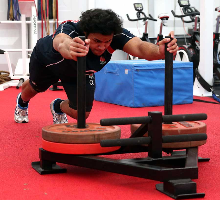 Billy Vunipola is put through his paces in England training