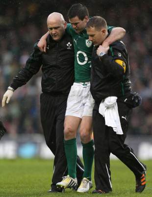 Ireland's Jonathan Sexton is carried off, Ireland v England, Six Nations, Aviva Stadium, Dublin, Ireland, February 10, 2013