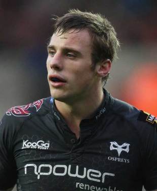 Ospreys and Ireland winger Tommy Bowe during the Osprey's Anglo-Welsh Cup win over Worcester at the Liberty Stadium, October 26 2008