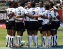 The Fiji team form a huddle during the 2008 George Sevens