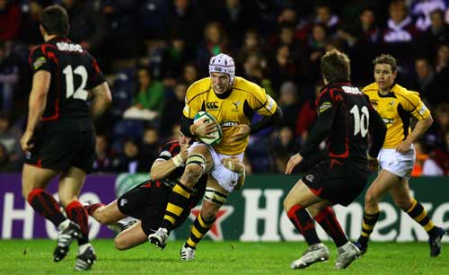 Wasps flanker James Haskell takes on the Edinburgh defence