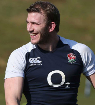 England's Tom Croft is clearly enjoying being back in training, Pennyhill Park, Bagshot, Surrey, March 5, 2013