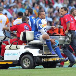 The Stormers' Bryan Habana leaves the field injured, Stormers v Chiefs, Super Rugby, Newlands, Cape Town, March 9, 2013