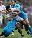 England's Manu Tuilagi finds his way blocked