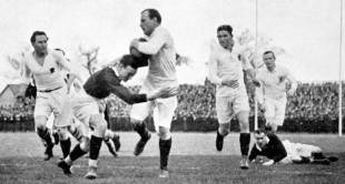 England's Francis Oakeley tries to breakaway , England v Scotland, Five Nations, England, March 15, 1913 