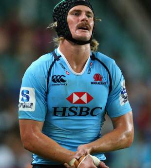The Waratahs' Berrick Barnes sustained a thumb injury against the Cheetahs, on his return from a knee injury, New South Wales Waratahs v Cheetahs, Super Rugby, Allianz Stadium, Sydney, March 15, 2013