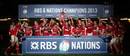 Wales celebrate with the Six Nations trophy