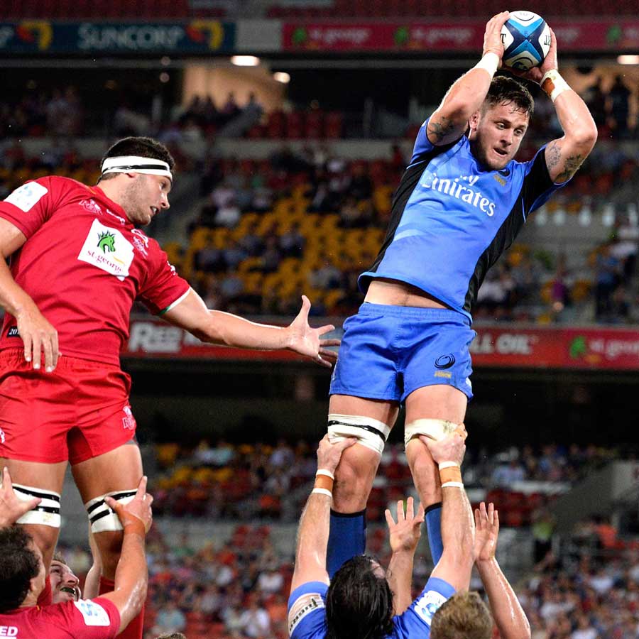 Western Force's Hugh McMeniman wins a lineout against the Reds