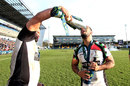 Quins' James Johnston and Darryl Marfo toast their success