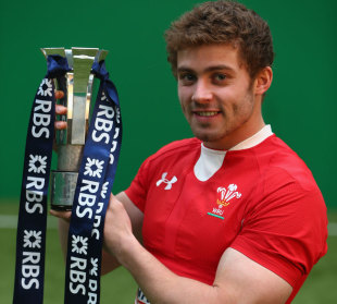 Wales' Leigh Halfpenny with the Six Nations Player of the Championship trophy, WRU Training Centre, Cardiff, Wales, March 22, 2013