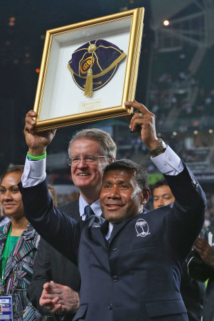 Former Fiji star Waisale Serevi is inducted into the IRB Hall of Fame, Hong Kong Sevens, HSBC Seven Series, Hong Kong Stadium, Hong Kong, China, Marc 23, 2013