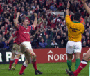 John Kelly celebrates his second and Munster's fourth try