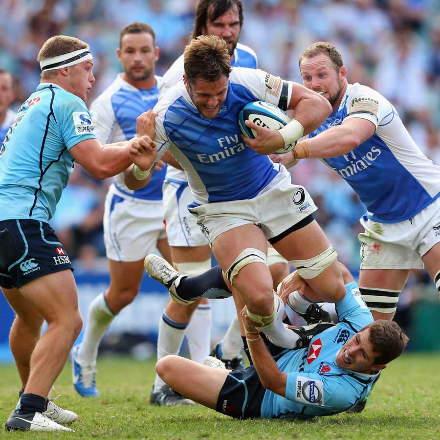 The Force's Hugh McMeniman rampages through the Waratahs' defence