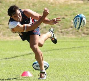 The Melbourne Rebels' Nick Phipps fires out a pass, Perth, Australia, April 2, 2013