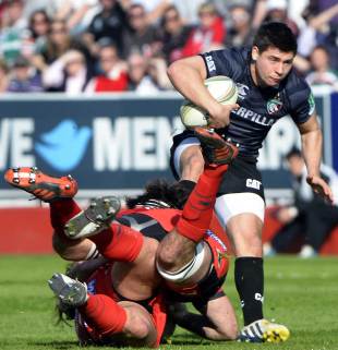Leicester's Ben Youngs is halted, Toulon v Leicester Tigers, Heineken Cup, Stade Felix Mayol, Toulon, France, April 7, 2013
