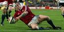 Gethin Jenkins dives over for the Lions