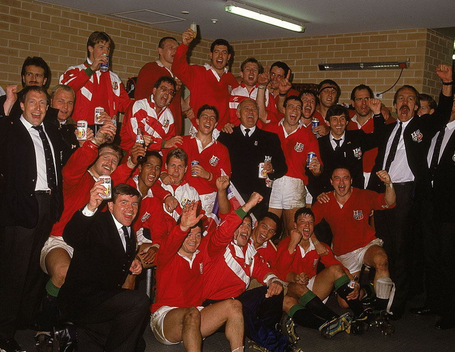 The 1989 Lions celebrate victory in the Test series