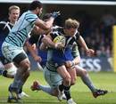 Bath's Micheal Claassens tries to break through the Leicester defence