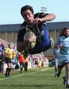Bath's Francois Louw takes flight against Leicester