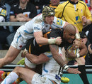 Exeter Chiefs' defence stops London Wasps' Tom Varndell