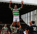 Martin Johnson goes up for a line-out