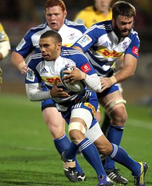 Stormers winger Bryan Habana runs the ball, Hurricanes v Stormers, Super Rugby, FMG Stadium, Palmerston North, April 26, 2013