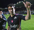 Stade Francais' Jerome Porical celebrates steering his side to victory