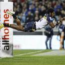 The Brumbies' Henry Speight scores a spectacular try against the Force