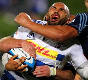 Stormers' Bryan Habana is caught by a high shot, Blues v Stormers, North Harbour Stadium, Auckland, May 3, 2013