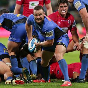 The Force's Alby Mathewson looks to pass the ball against the Reds, Western Force v Queensland Reds, Super Rugby, nib Stadium, Perth, May 4, 2013