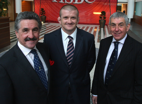 Gerald Davies, (L) Lions tour manager and Ian McGeechan (R) Lions head coach flank Graham Rowntree