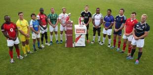 The 12 captains line up ahead of the Twickenham leg of the IRB Sevens Series, Barnes, May 8, 2013