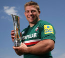 Leicester's Tom Youngs poses with the Premiership Player of the Season award