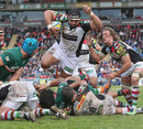 Quins' James Johnston takes to the air