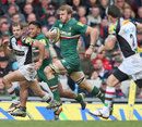 Leicester's Tom Croft races away to score a try