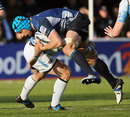 Leinster's Kevin McLaughlin is tackled by Glasgow Warriors' Ryan Grant 