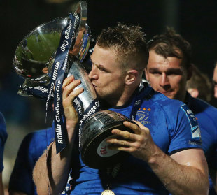 Leinster's Jamie Heaslip embraces the Challenge Cup, Leinster v Stade Francais, Amlin Challenge Cup Final, RDS, Dublin, Ireland, May 17, 2013