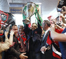 Toulon owner Mourad Boudjellal lifts the Heineken Cup 
