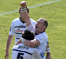Brive's Jamie Noon celebrates his side's ProD2 play-off victory over Pau