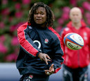 Marland Yarde warms up for his England bow