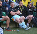 Northampton's Dylan Hartley cools his heels after being sent off