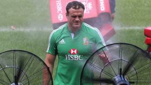  Jamie Roberts feels the heat during the first Lions training session, Hong Kong, May 28, 2013 