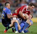 Lions winger George North is hauled down