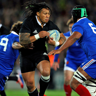 New Zealand's Ma'a Nonu breaks the tackle of France's Maxime Machenaud, New Zealand v France, Gallaher Cup, Eden Park, June 8, 2013