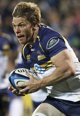 The Brumbies' Clyde Rathbone scores a try against the Rebels, Brumbies v Melbourne Rebels, Super Rugby, Canberra Stadium, June 7, 2013