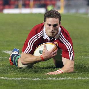 The Lions' George North scores a try against Combined Country, tour match, Queensland-New South Wales Combined Country v British & Irish Lions, Hunter Stadium, Newcastle, June 11, 2013