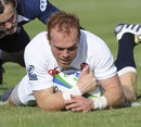 England Under-20s captain Alex Day touches down for a try